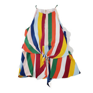 Willow & Root Sleeveless Halter Style Top Ties To Front Women’s M Shirt Striped